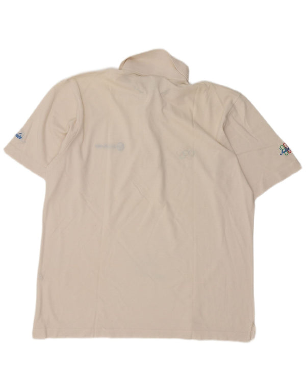 Sergio Tacchini Mens Olympic Games Polo Shirt Large White Cotton