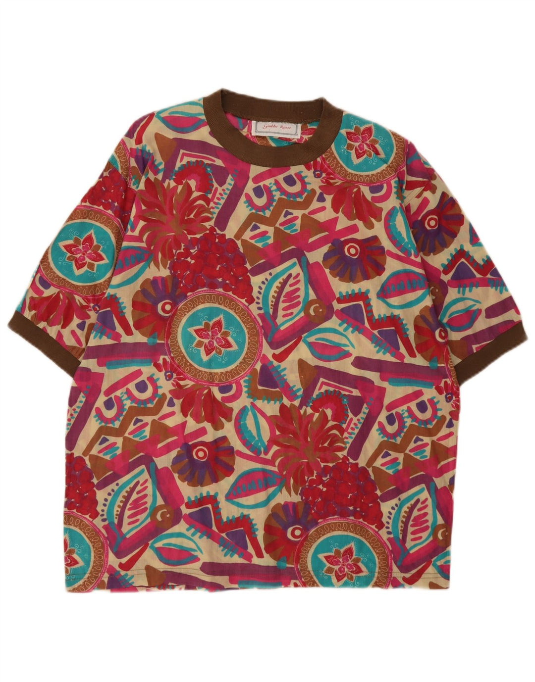 Vintage Womens Blouse Top UK 16 Large Multicoloured Geometric