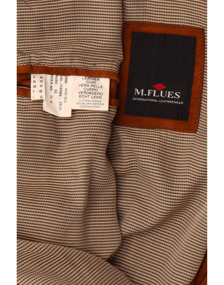 M. Flues Mens Suede Bomber Jacket UK 40 Large Brown Leather