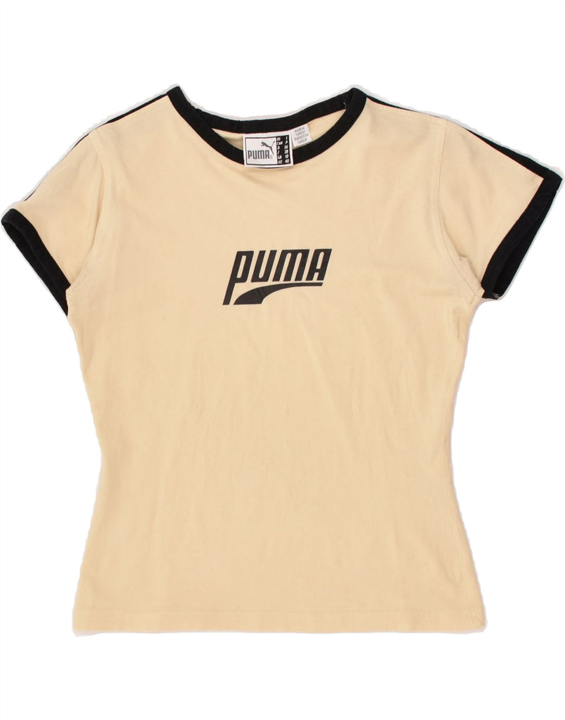 PUMA Womens Graphic T-Shirt Top UK 10 Small  Beige | Vintage Puma | Thrift | Second-Hand Puma | Used Clothing | Messina Hembry 