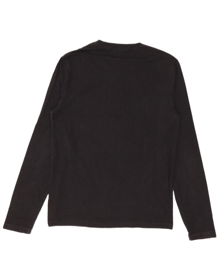 Calvin Klein Jeans Womens Graphic Top Long Sleeve UK 12 Medium Black