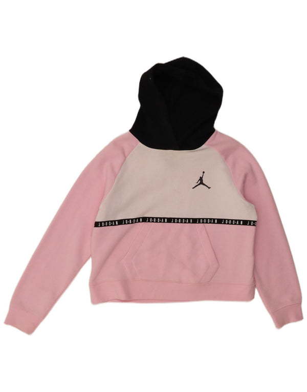 Jordan Girls Graphic Crop Hoodie Jumper 13-14 Years XL Pink Colourblock