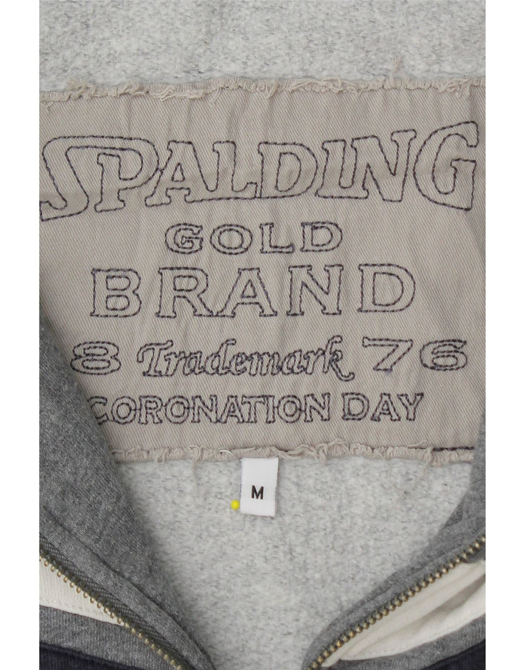 SPALDING Mens Graphic Zip Hoodie Sweater Medium Grey Colourblock Cotton