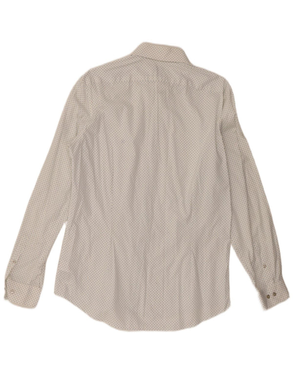 CALVIN KLEIN Mens Slim Fit Shirt Size 41 16 Large White Spotted Cotton