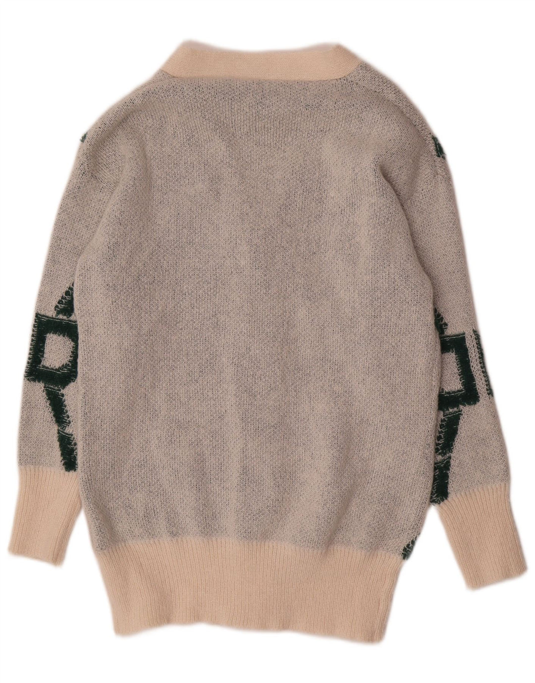 Shein Womens Oversized Cardigan Sweater UK 10 Small Off White Geometric