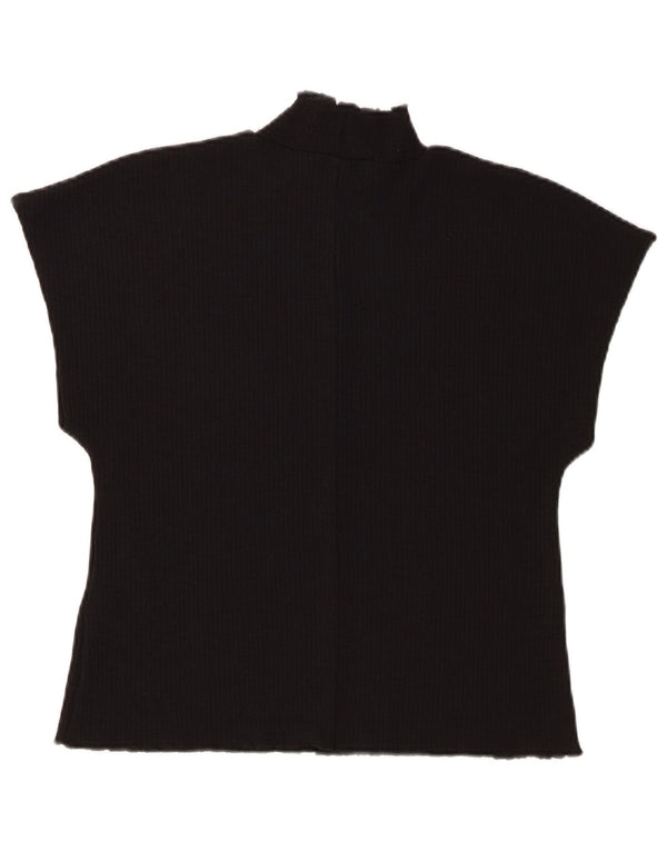 Zara Womens T-Shirt Top UK 12 Medium Black Polyester