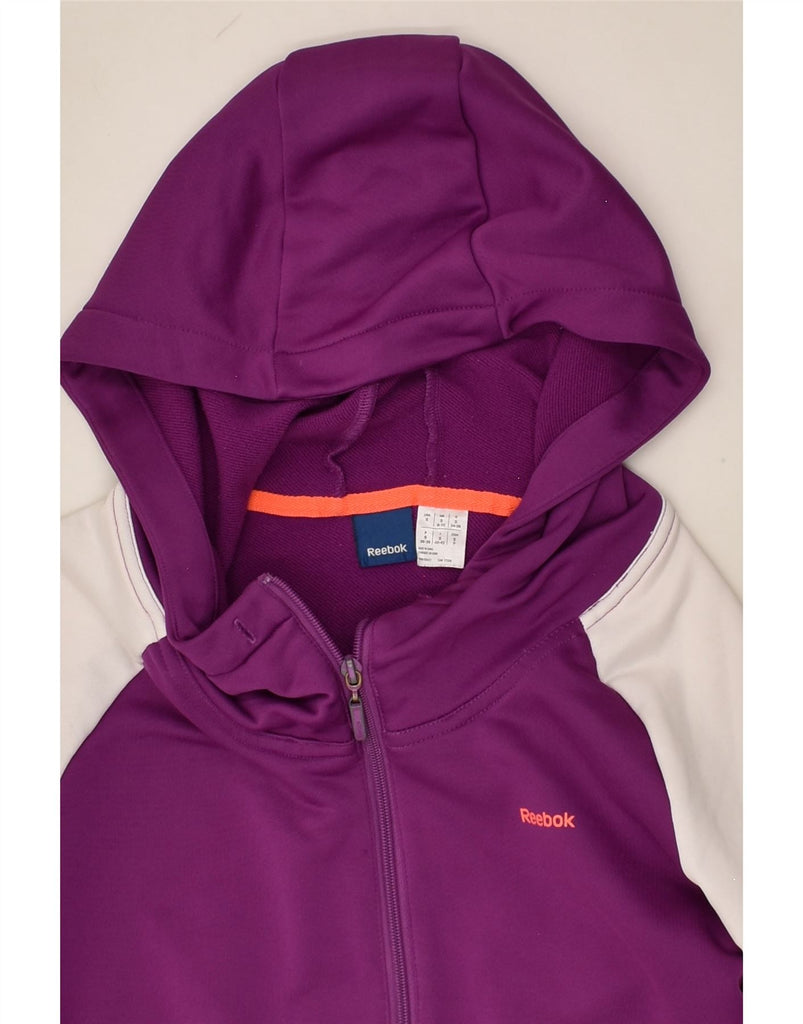 REEBOK Womens Zip Hoodie Sweater UK 8-10 Small Purple Colourblock | Vintage Reebok | Thrift | Second-Hand Reebok | Used Clothing | Messina Hembry 