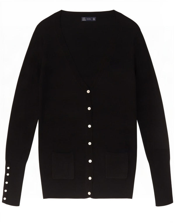 Zara Womens Cardigan Sweater UK 16 Large Black Rayon