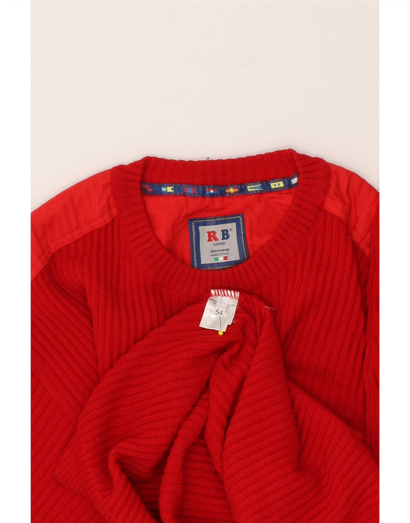 VINTAGE Mens Crew Neck Jumper Sweater IT 54 XL Red Wool Vintage Vintage and Second-Hand Vintage from Messina Hembry 