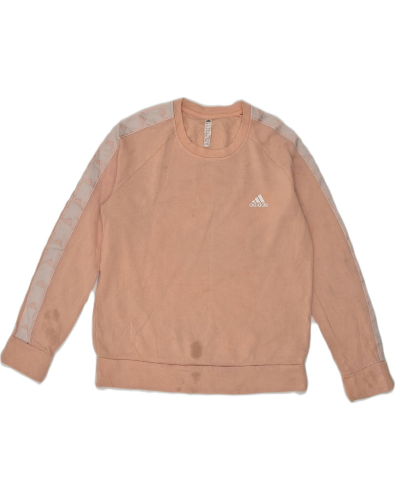 ADIDAS Womens Sweatshirt Jumper UK 16/18 Large Beige Cotton | Vintage Adidas | Thrift | Second-Hand Adidas | Used Clothing | Messina Hembry 