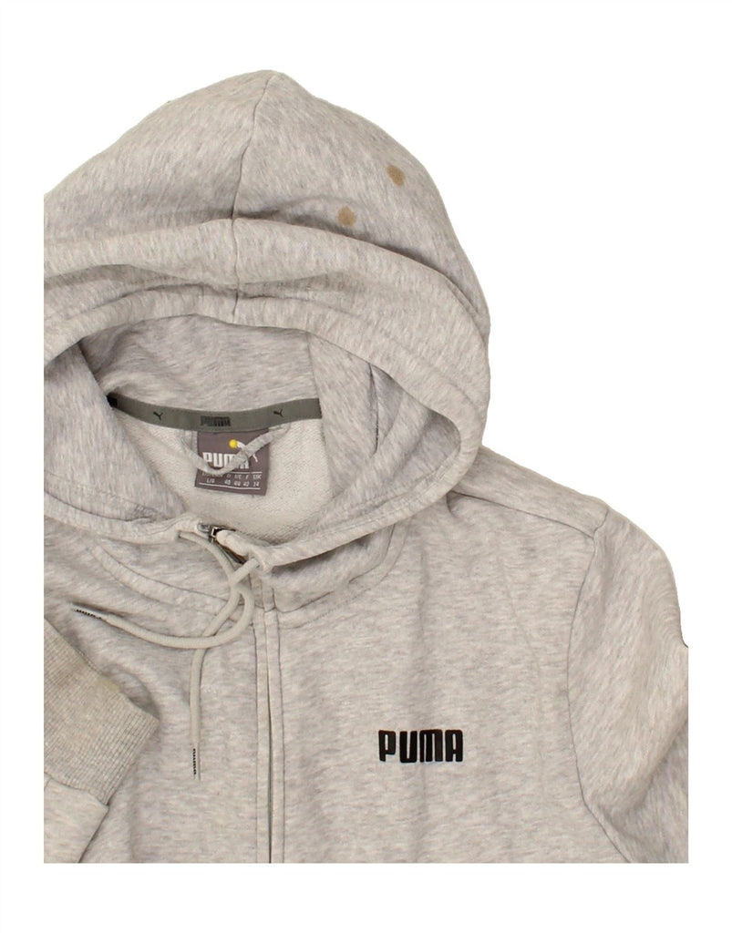 PUMA Womens Zip Hoodie Sweater UK 14 Large Grey Cotton Vintage Puma and Second-Hand Puma from Messina Hembry 