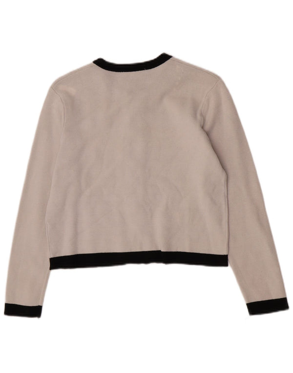 Zara Womens Crop Full Zip Cardigan Sweater UK 12 Medium White Colourblock