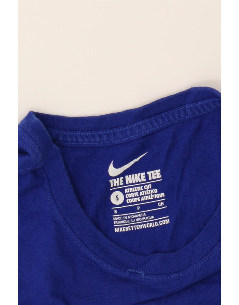 NIKE Mens Athletic Cut Graphic T-Shirt Top Small Blue Vintage Nike and Second-Hand Nike from Messina Hembry 