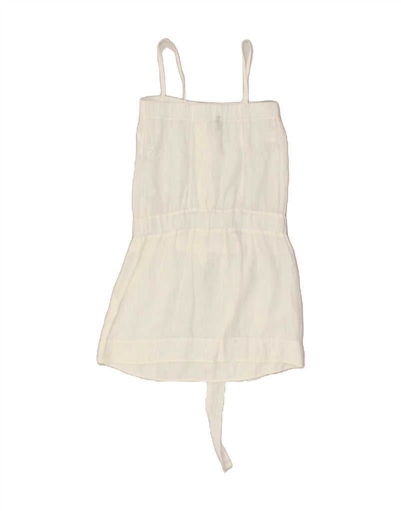 BENETTON Womens Mini Sundress UK 8 Small White Linen | Vintage Benetton | Thrift | Second-Hand Benetton | Used Clothing | Messina Hembry 