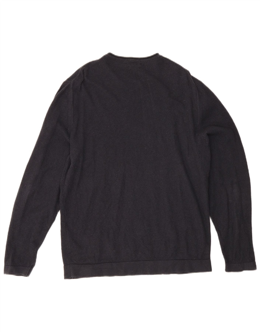 Massimo Dutti Mens Crew Neck Jumper Sweater Large Navy Blue Cotton