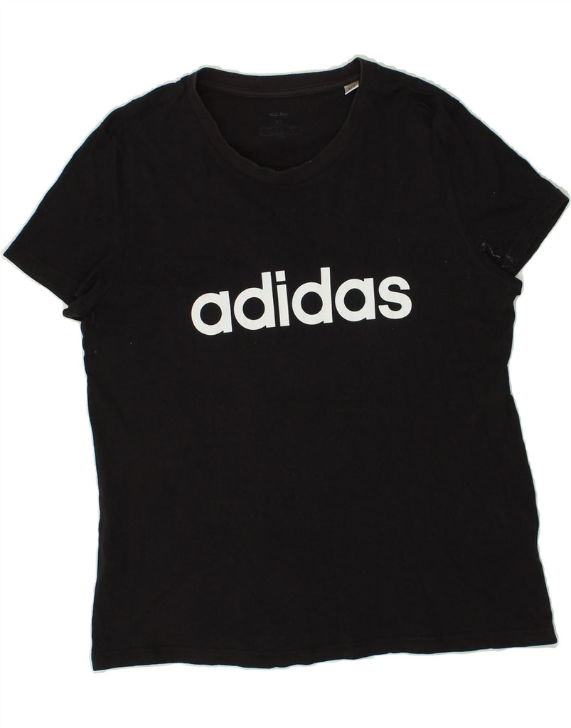 ADIDAS Womens Graphic T-Shirt Top UK 18 XL Black Cotton | Vintage Adidas | Thrift | Second-Hand Adidas | Used Clothing | Messina Hembry 