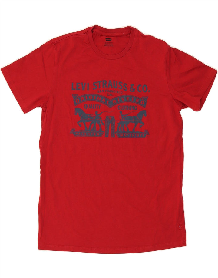 LEVI'S Mens Graphic T-Shirt Top Medium Red Cotton Vintage Levi's and Second-Hand Levi's from Messina Hembry 