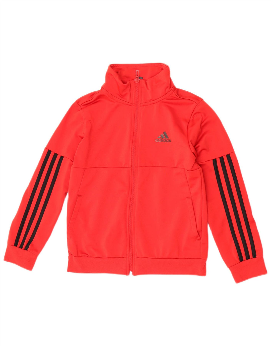 Adidas Boys Tracksuit Top Jacket 9-10 Years Red Polyester