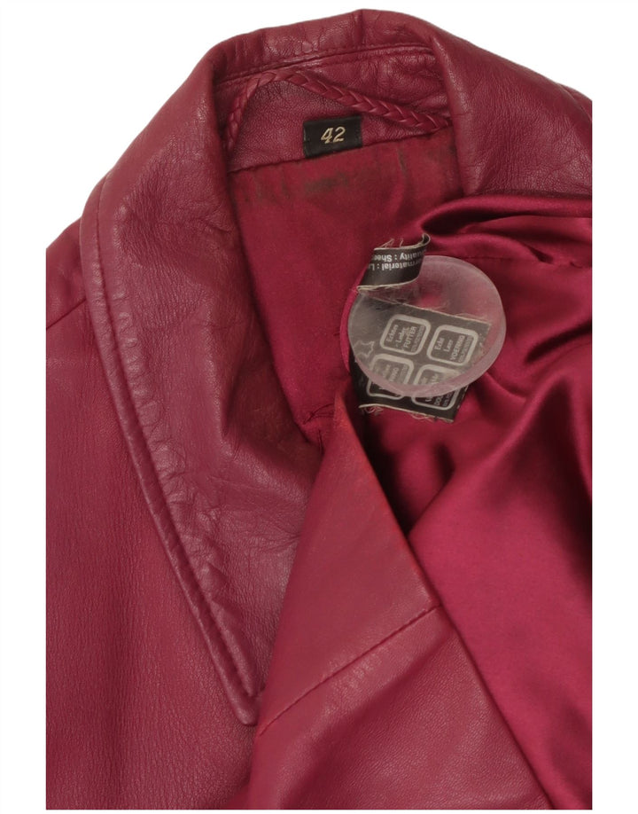 Vintage Womens Leather Jacket IT 42 Medium Burgundy Leather