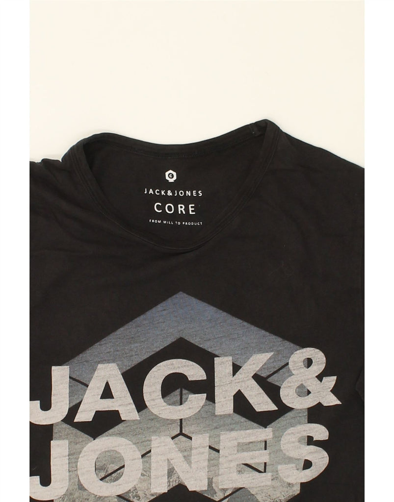 JACK & JONES Mens Graphic T-Shirt Top Medium Black Cotton | Vintage Jack & Jones | Thrift | Second-Hand Jack & Jones | Used Clothing | Messina Hembry 