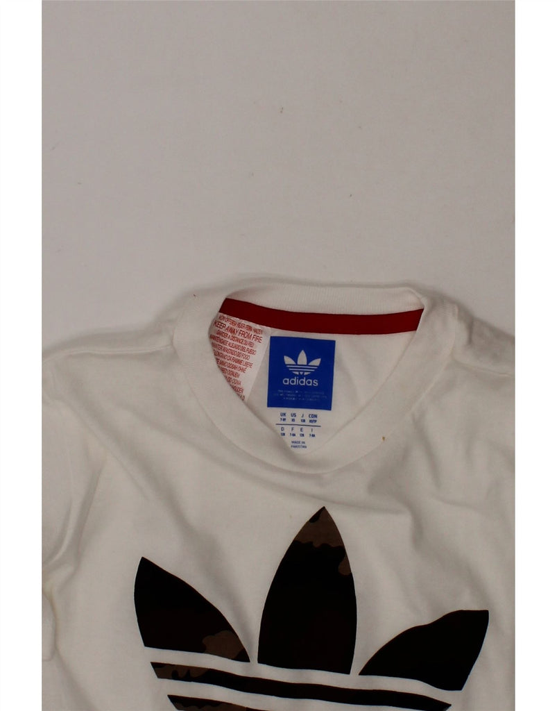 ADIDAS Boys Graphic T-Shirt Top 7-8 Years White Cotton Vintage Adidas and Second-Hand Adidas from Messina Hembry 
