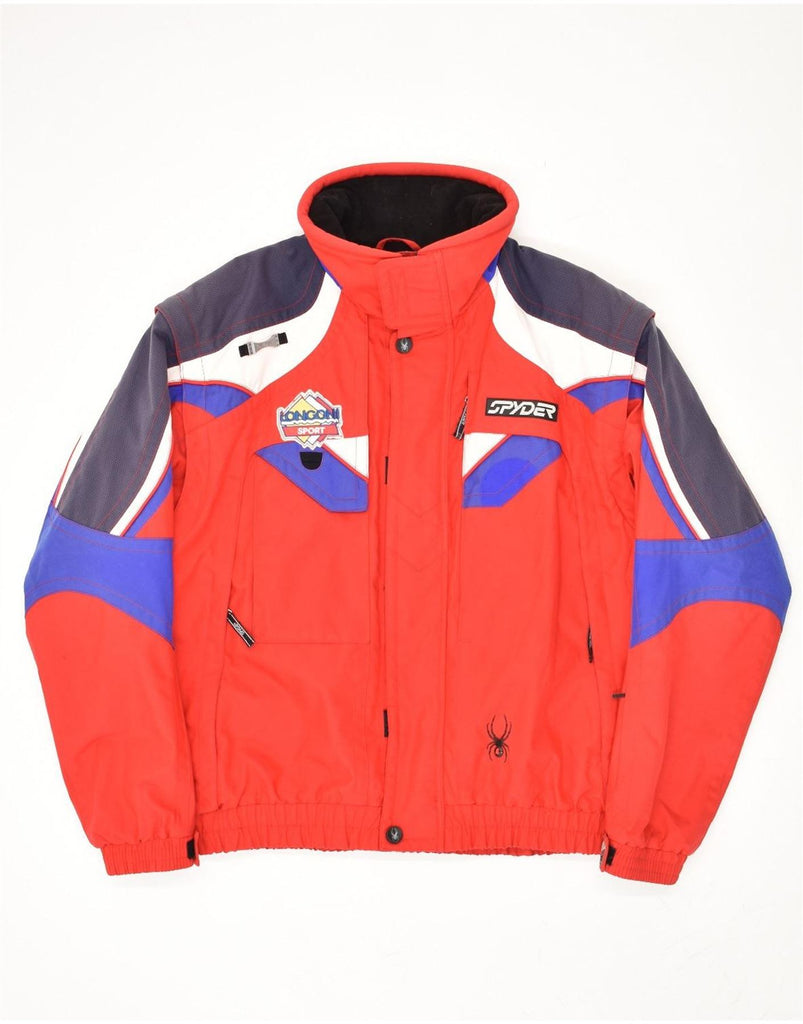 SPYDER Mens Graphic Ski Jacket UK 42 XL Red Colourblock Polyester | Vintage Spyder | Thrift | Second-Hand Spyder | Used Clothing | Messina Hembry 