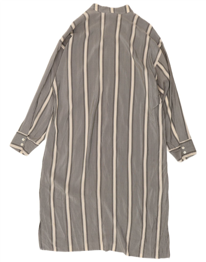 Valentino Womens Long Sleeve Pullover Shirt Dress IT 52 2XL Grey Striped