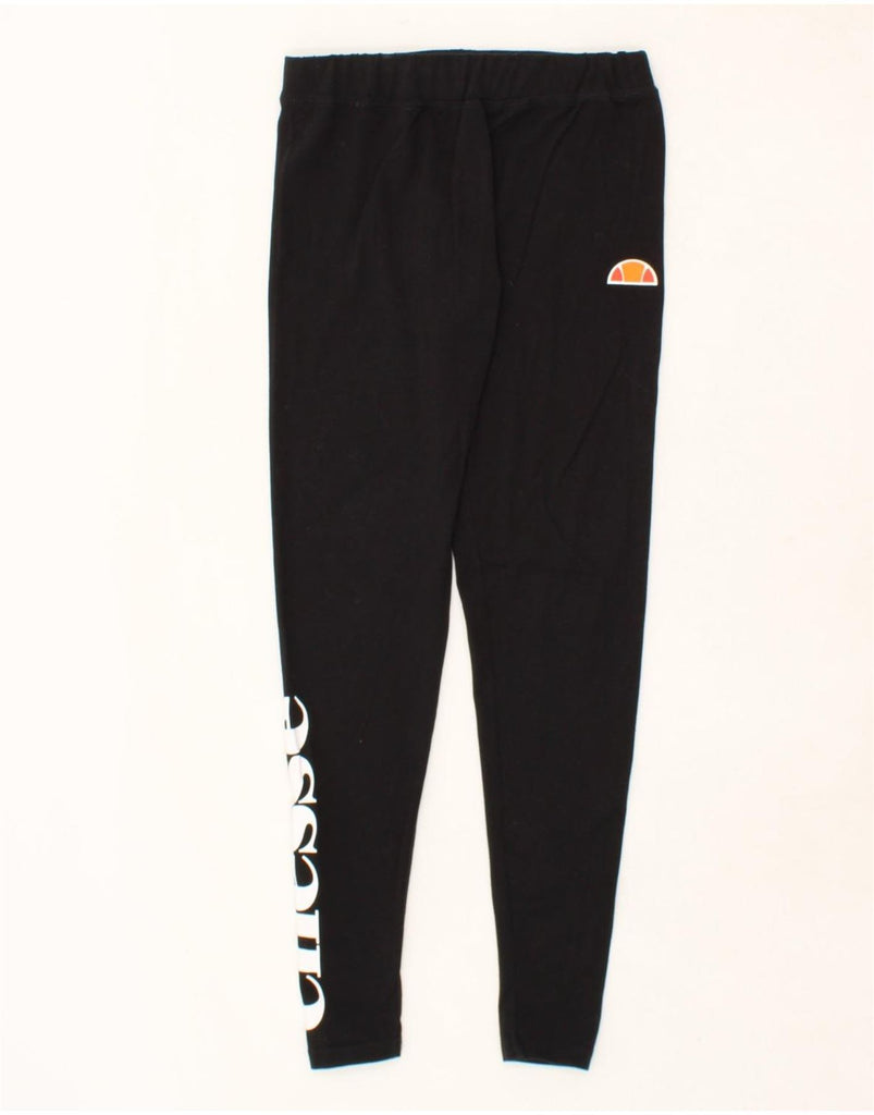 ELLESSE Womens Graphic Leggings UK 12 Medium  Black Cotton Vintage Ellesse and Second-Hand Ellesse from Messina Hembry 