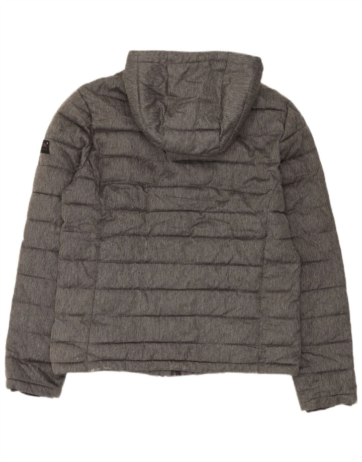 Superdry Mens Hooded Padded Jacket UK 42 XL Grey Polyester