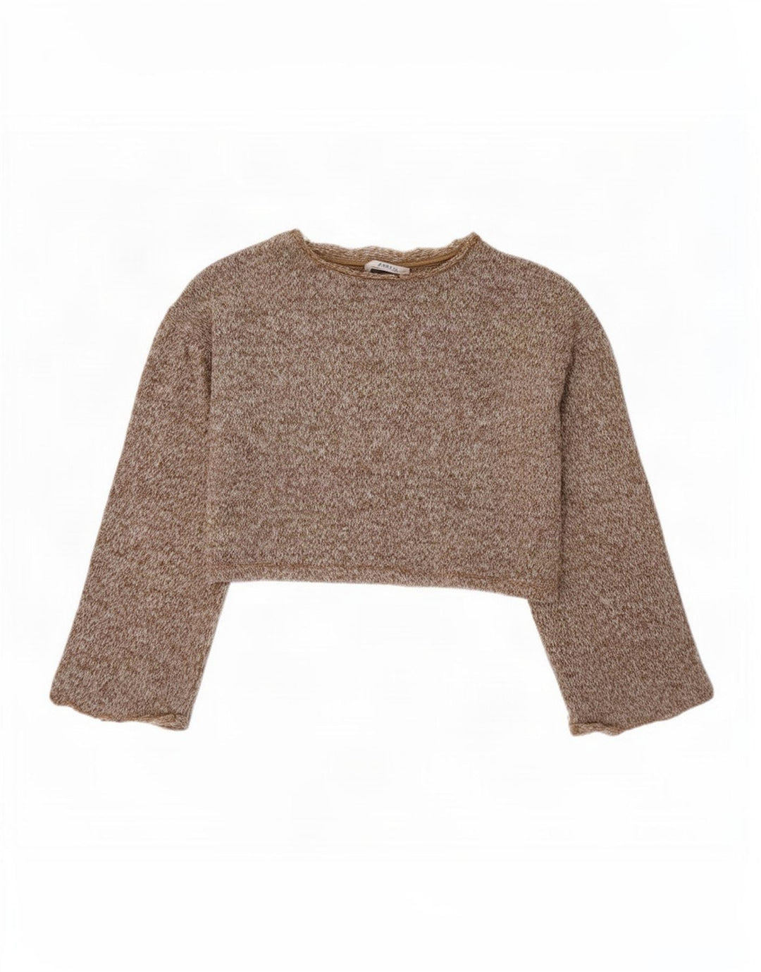 Zara Womens Crop Oversized Top Long Sleeve UK 10 Small Brown Polyester