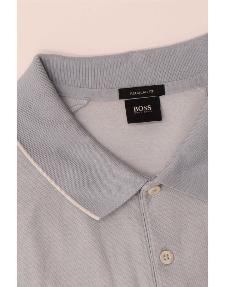Hugo Boss Mens Regular Fit Polo Shirt Large Blue Cotton