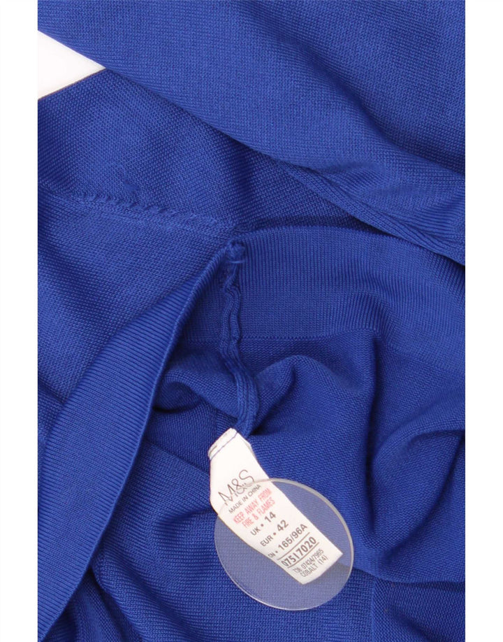 Marks & Spencer Womens Cardigan Sweater UK 14 Large Blue Linen