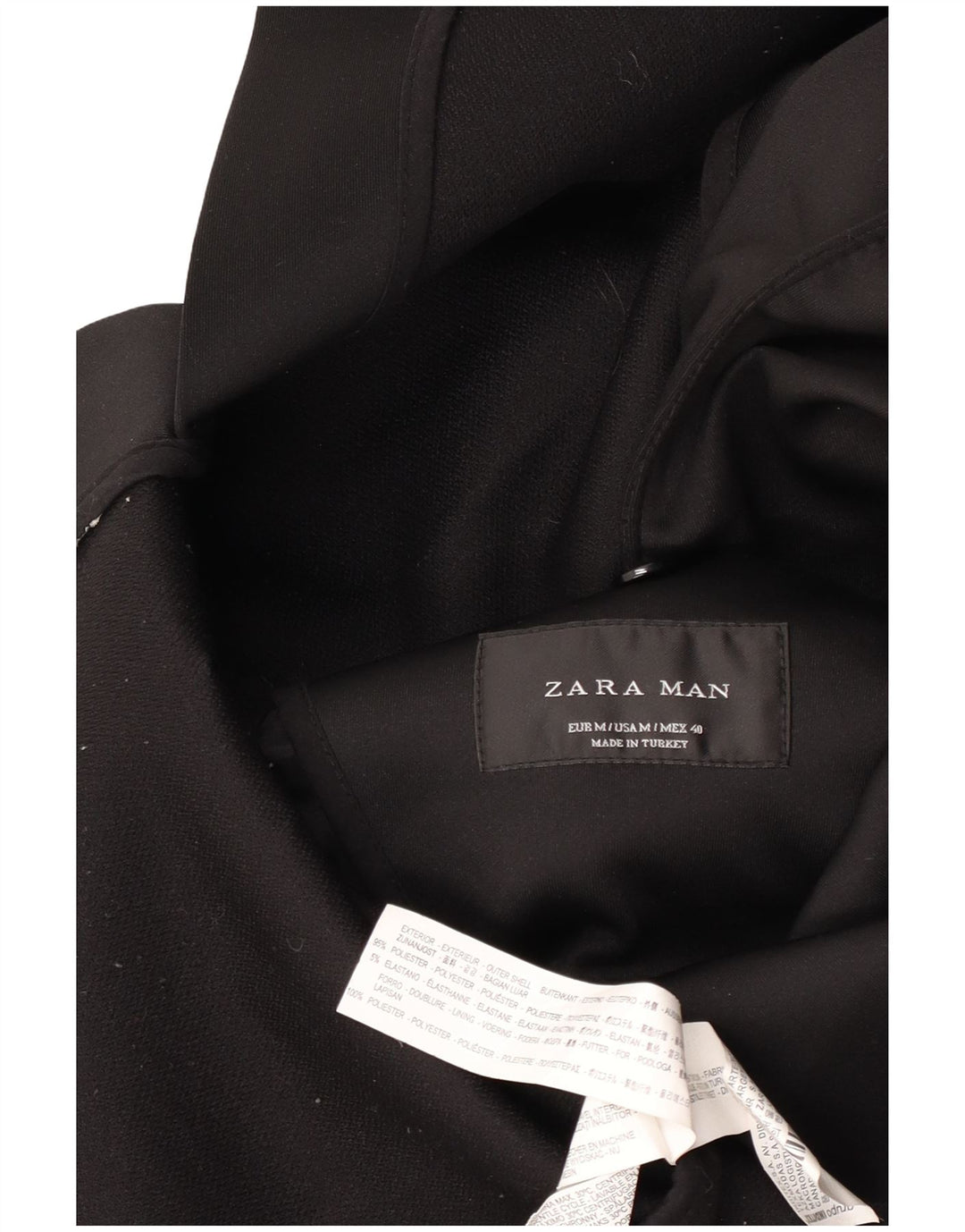 Zara Mens Trench Coat UK 38 Medium Black Polyester