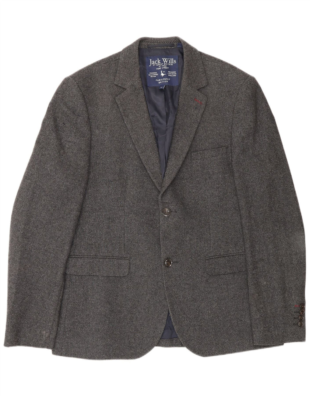 Jack Wills Mens 2 Button Blazer Jacket UK 42 XL Grey Wool