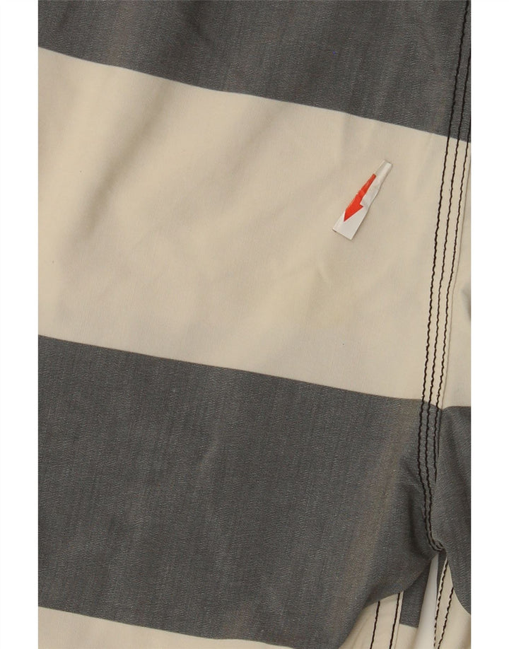Quiksilver Mens Swimming Shorts Large  Off White Striped Polyester