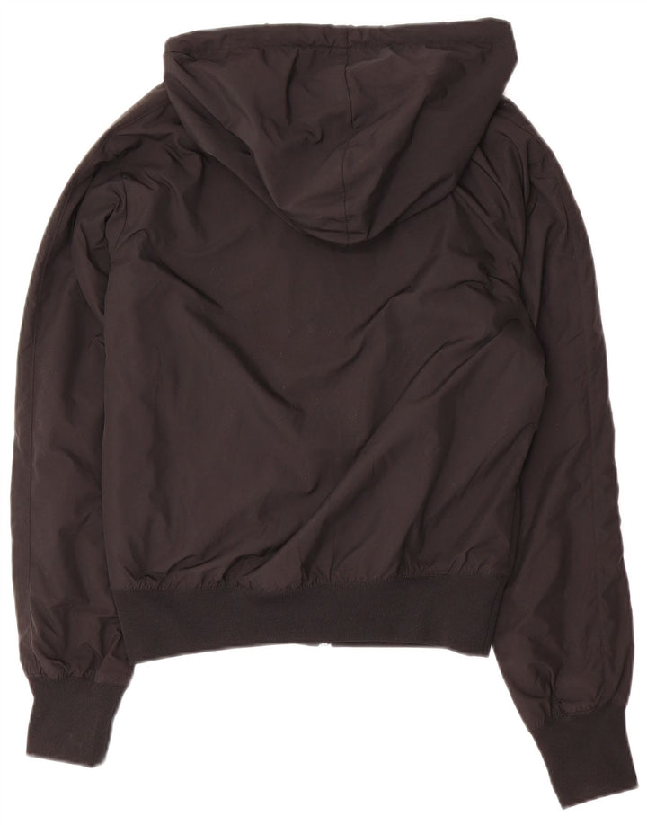 NIKE Womens Hooded Bomber Jacket UK 14 Medium Black Polyester