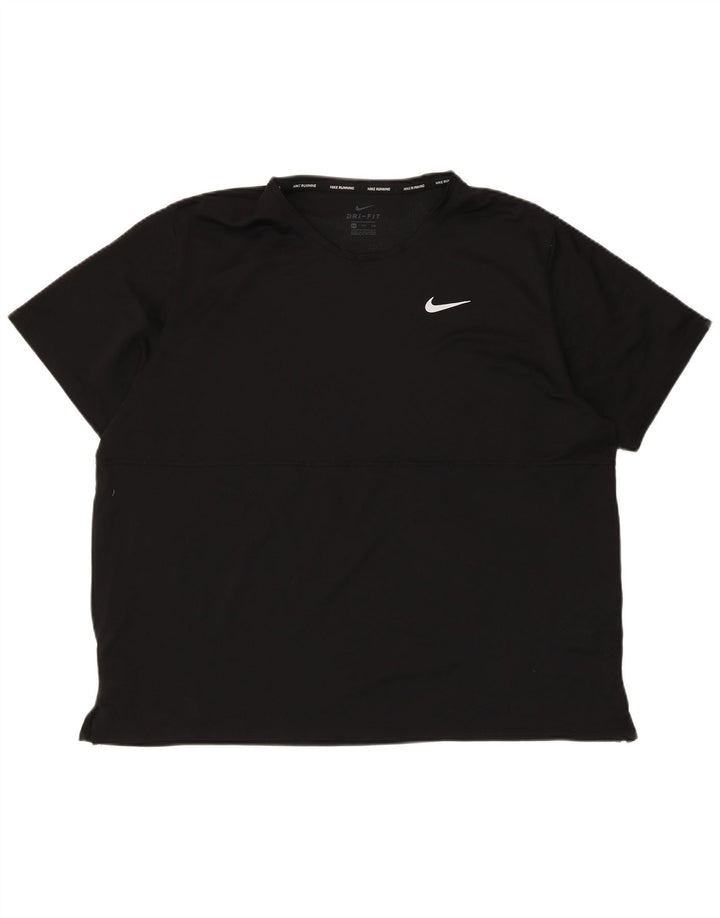 Nike Mens Dri Fit T-Shirt Top 2XL Black Polyester