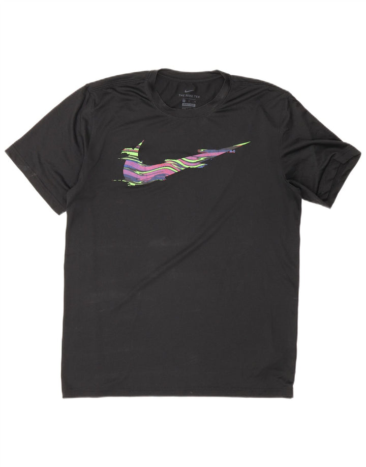 Nike Mens Dri Fit Graphic T-Shirt Top Medium Black Polyester Sports
