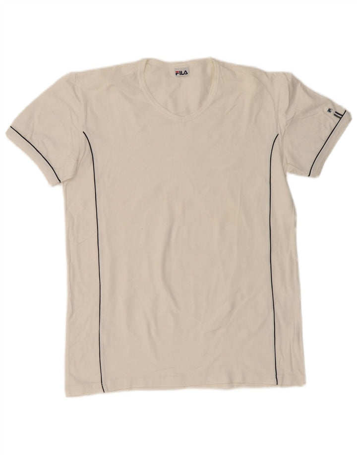Fila Womens T-Shirt Top UK 14 Medium White Cotton