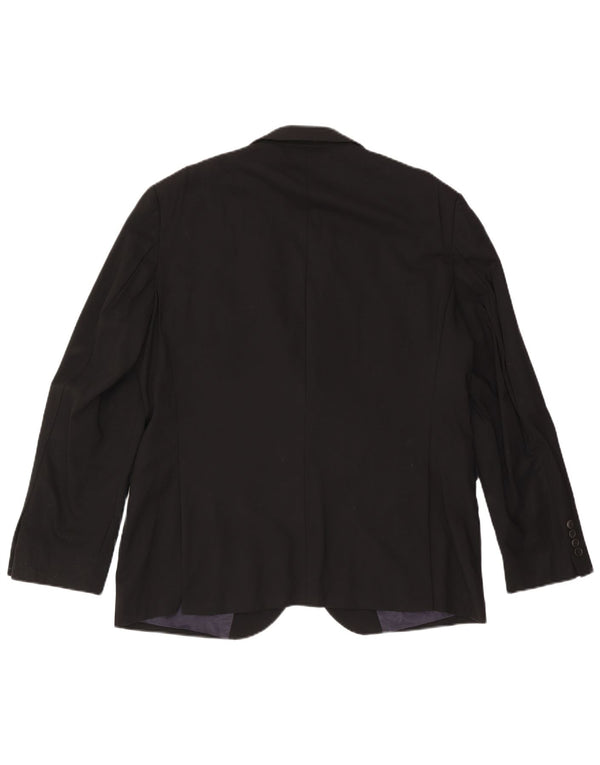John Lewis Mens Tailored Fit 2 Button Blazer Jacket UK 44 2XL Black Wool