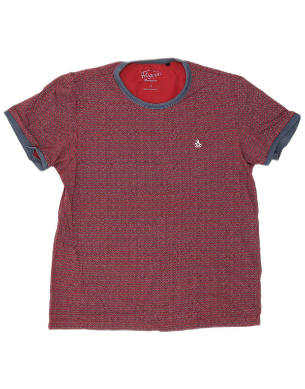 Penguin Mens T-Shirt Top Large Red Chevron