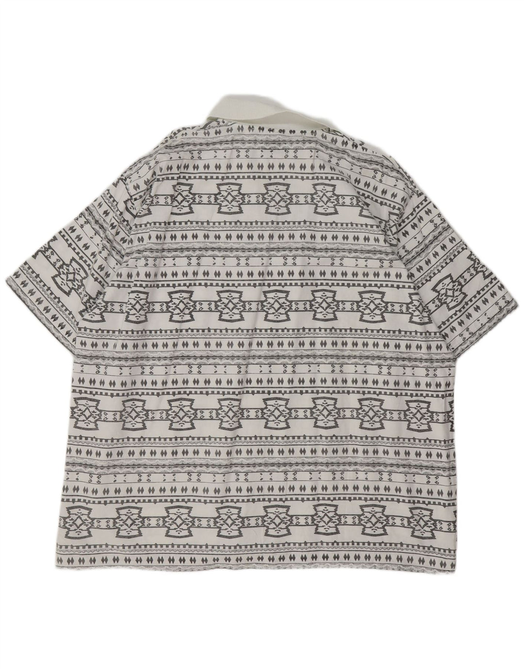 JOHN F GEE Mens Short Sleeve Pullover Shirt 2XL White Geometric Cotton