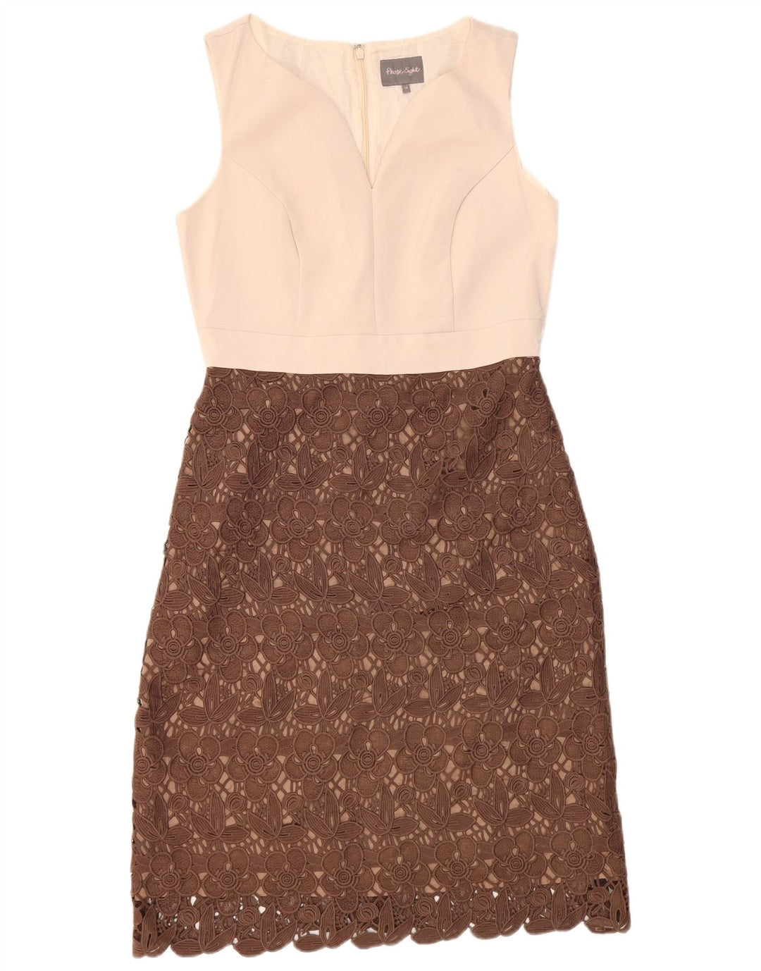 Phase Eight Womens Sleeveless Sheath Dress UK 14 Medium Brown Acetate
