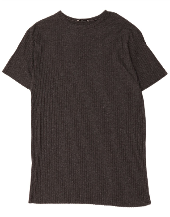 Zara Womens Trafaluc T-Shirt Dress UK 14 Medium Grey Polyester