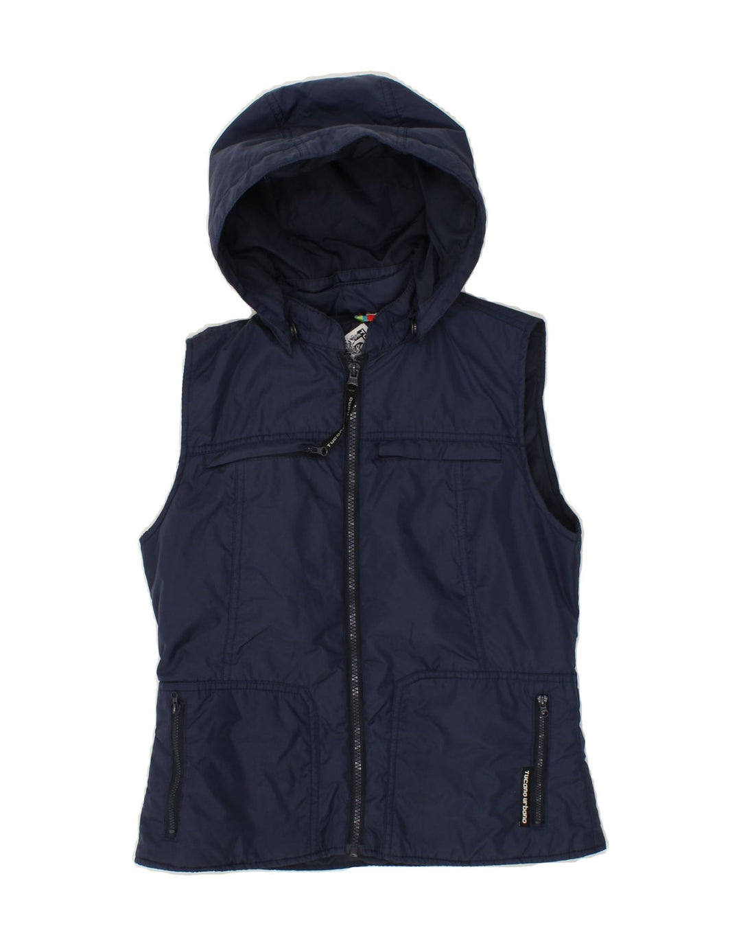 TUCANO URBANO Womens Hooded Gilet IT 40 Small Navy Blue Polyester Vintage Tucano Urbano and Second-Hand Tucano Urbano from Messina Hembry 