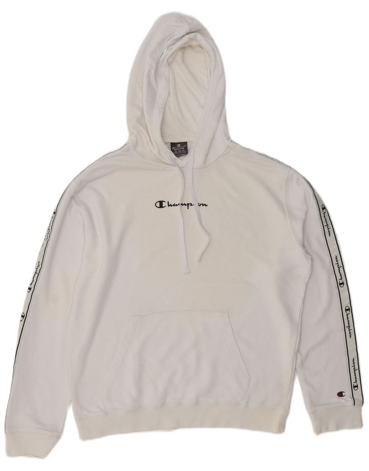 CHAMPION Mens Graphic Hoodie Jumper Medium White