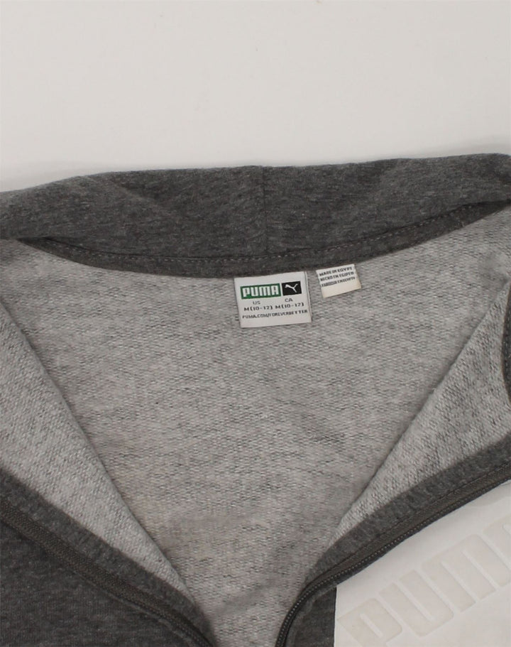 PUMA Boys Graphic Zip Hoodie Sweater 10-11 Years Medium Grey Cotton | Vintage Puma | Thrift | Second-Hand Puma | Used Clothing | Messina Hembry 