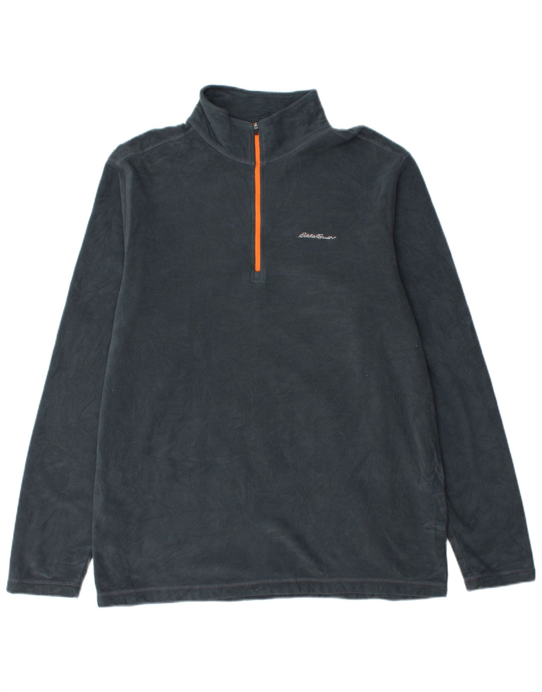 Eddie Bauer Mens Zip Neck Fleece Jumper Large Navy Blue Polyester