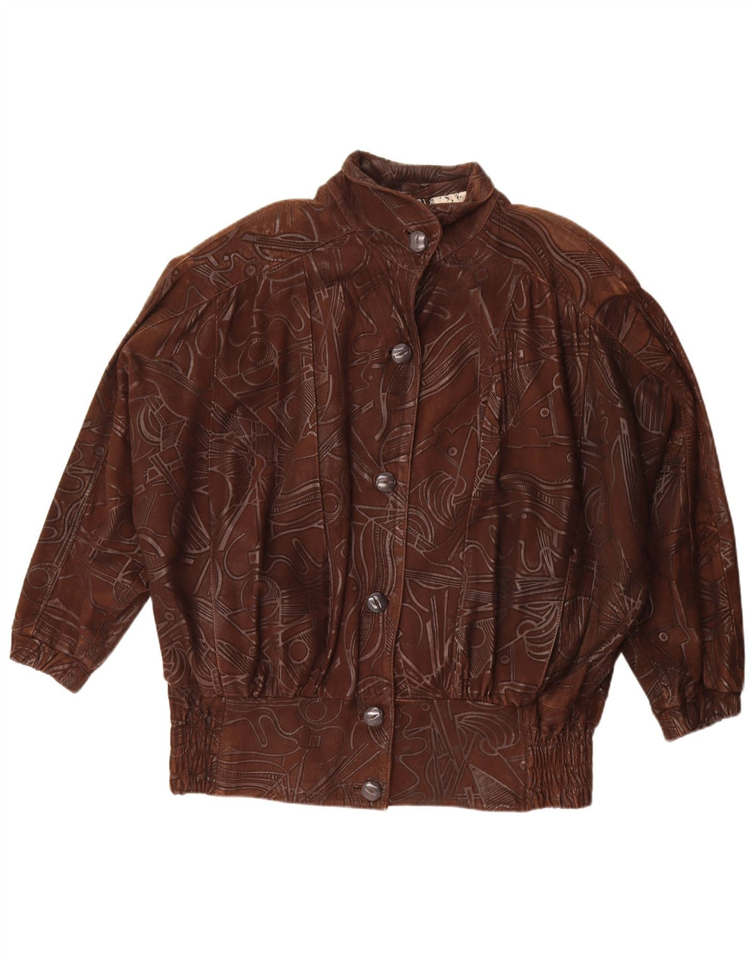 Vintage Womens Abstract Pattern Oversized Jacket EU 38 Medium Brown