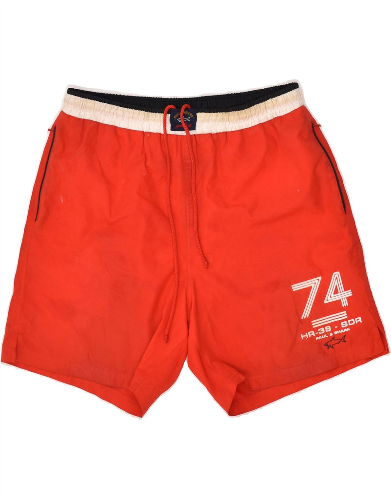 PAUL & SHARK Mens Graphic Sport Shorts Large Red | Vintage Paul & Shark | Thrift | Second-Hand Paul & Shark | Used Clothing | Messina Hembry 